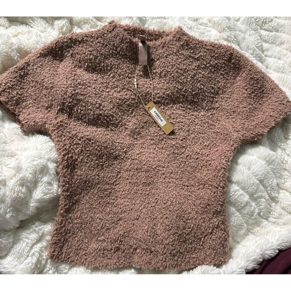 NWT SKIMS Cozy Knit Cropped T Shirt Rose Clay - Picture 3 of 5